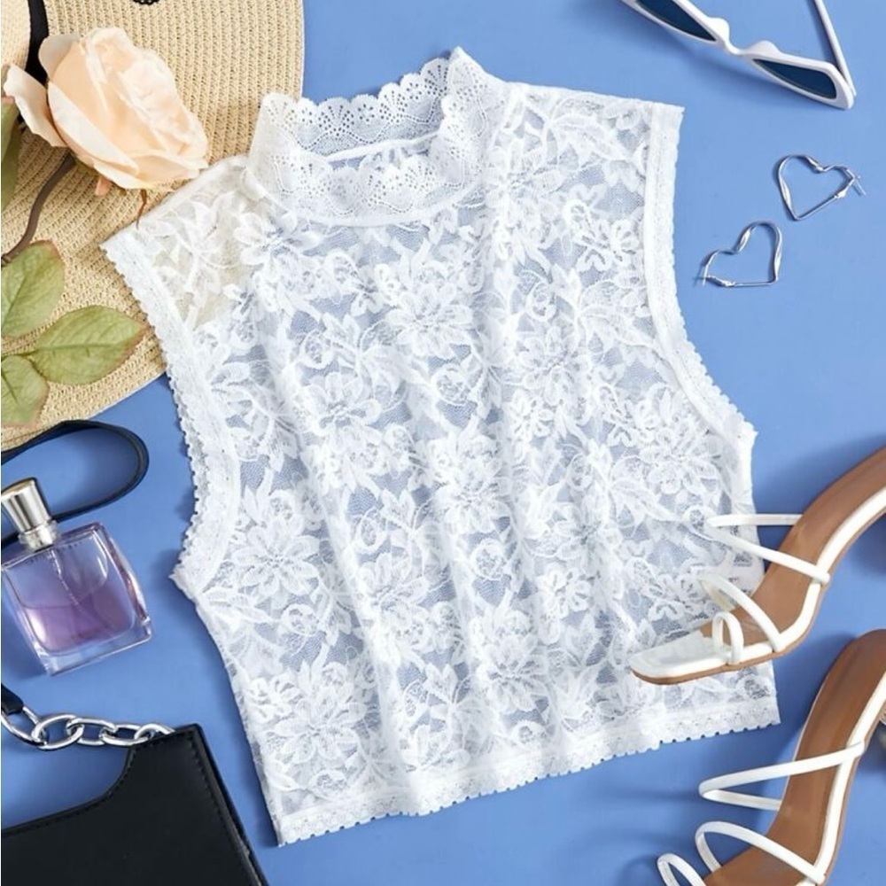 White Sleeveless Crop Camisole